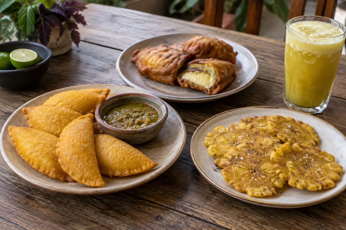 Valle del Cauca food: empanadas with ají, aborrajados, patacones and lulada