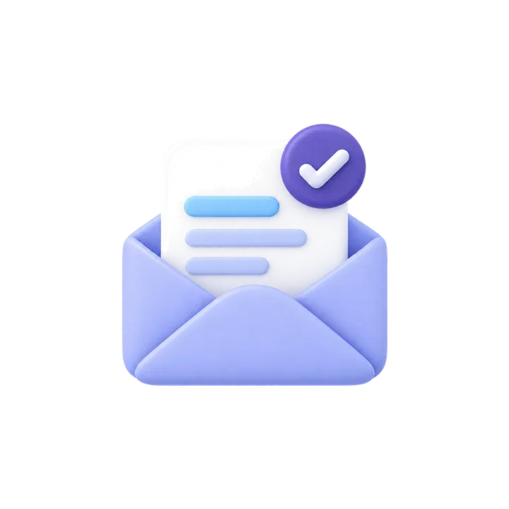 Illustration of an open envelope with a written quote rising out of it, marked with a check